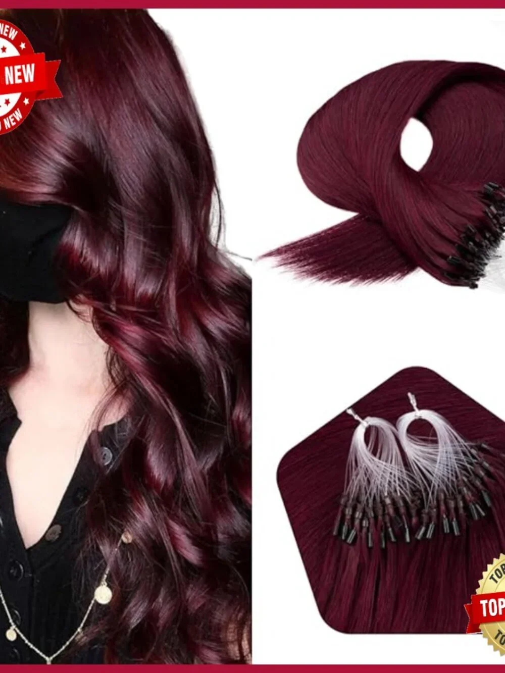 24 Inch Human Hair Micro Bead Extensions Straight Natural Long 50g